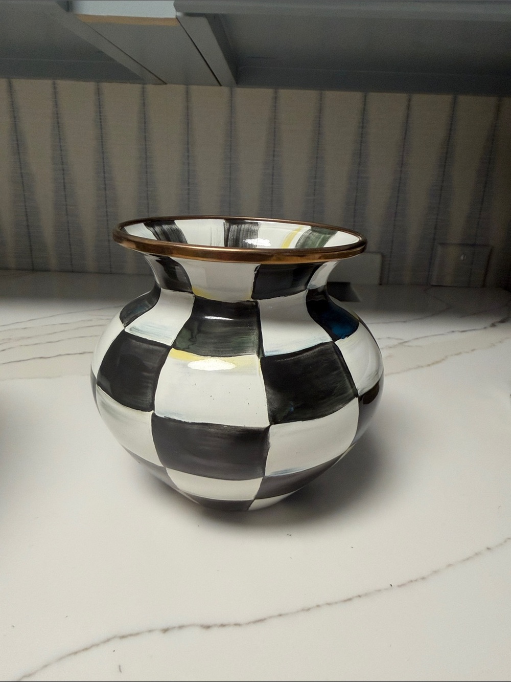 MacKenzie Childs Checkerboard Vase in Black and White